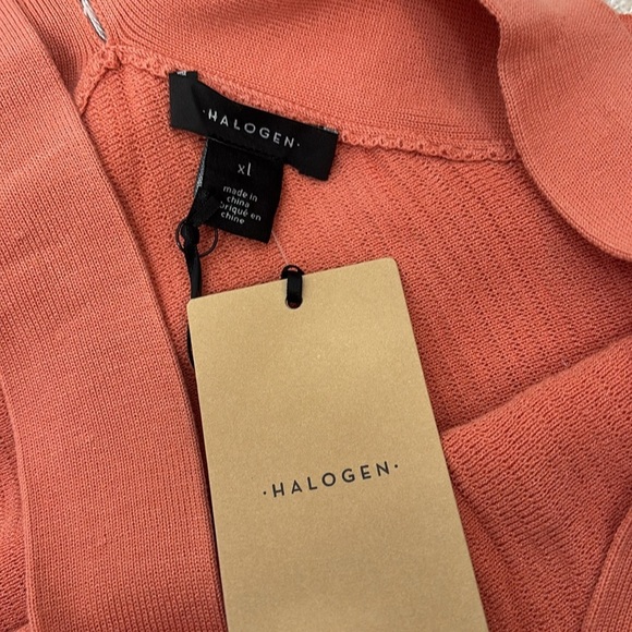 Halogen Ribbed Cross Neck Halter Tank Top XL Coral Summer Vacation NWT - Picture 3 of 5